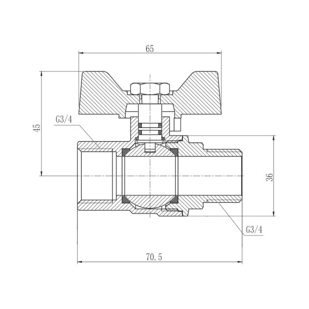 Кран шаровой SD Forte 3/4" ВН для газа (бабочка) SF607G20, фото , изображение 2 | SNABZHENIE.com.ua Кран шаровой SD Forte 3/4" ВН для газа (бабочка) SF607G20, фото , изображение 2 | SNABZHENIE.com.ua