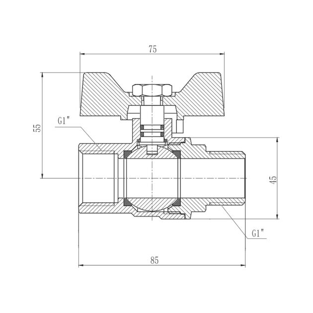 Кран шаровой SD Forte 1" ВН для газа (бабочка) SF607G25, фото , изображение 2 | SNABZHENIE.com.ua Кран шаровой SD Forte 1" ВН для газа (бабочка) SF607G25, фото , изображение 2 | SNABZHENIE.com.ua