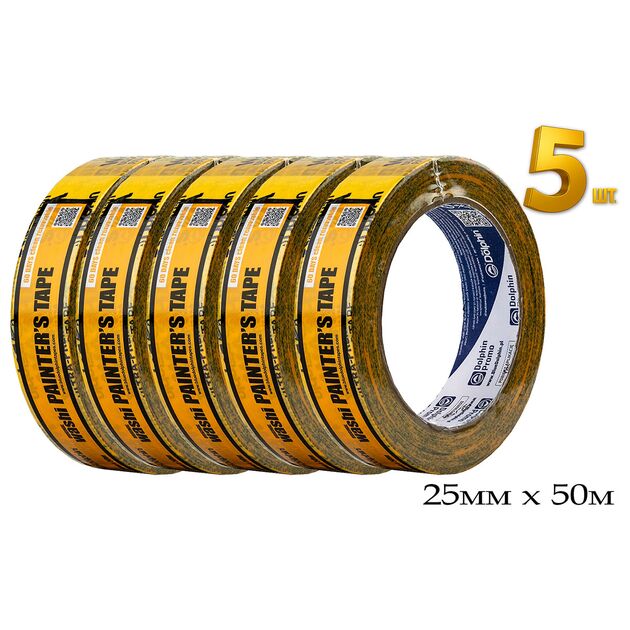 Малярная лента (скотч) 25мм х 50м Blue Dolphin WASHI XF7 рисовая бумага 5 шт, фото , изображение 5 | SNABZHENIE.com.ua Малярная лента (скотч) 25мм х 50м Blue Dolphin WASHI XF7 рисовая бумага 5 шт, фото , изображение 5 | SNABZHENIE.com.ua