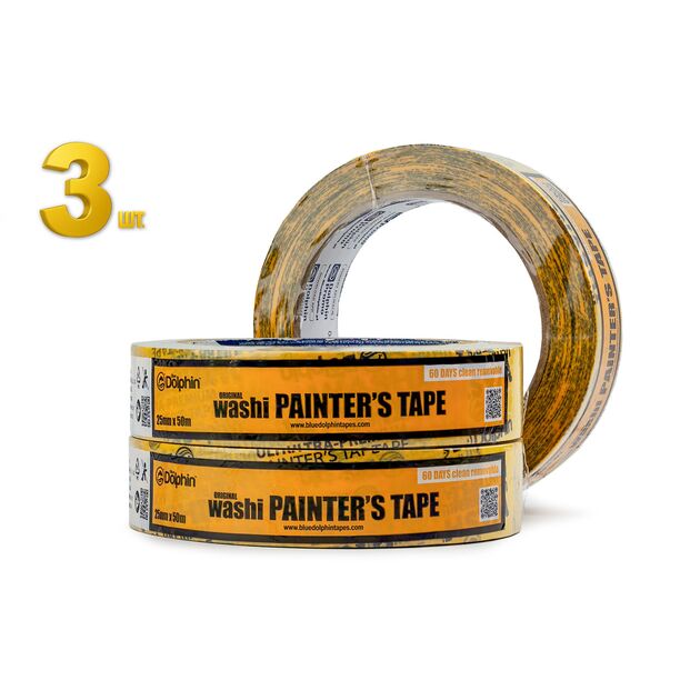 Малярная лента (скотч) 25мм х 50м Blue Dolphin WASHI XF7 рисовая бумага 3 шт, фото , изображение 3 | SNABZHENIE.com.ua Малярная лента (скотч) 25мм х 50м Blue Dolphin WASHI XF7 рисовая бумага 3 шт, фото , изображение 3 | SNABZHENIE.com.ua