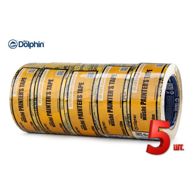 Малярная лента (скотч) 48мм х 50м Blue Dolphin WASHI XF7 рисовая бумага 5 шт, фото , изображение 6 | SNABZHENIE.com.ua Малярная лента (скотч) 48мм х 50м Blue Dolphin WASHI XF7 рисовая бумага 5 шт, фото , изображение 6 | SNABZHENIE.com.ua