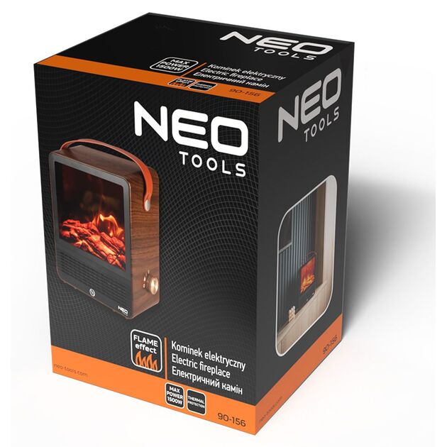 Камін електричний, декоративний Neo Tools, 850/1500Вт, 15–20м2, регулятор, 25х14.4х30.4см, дерево, фото , изображение 7 | SNABZHENIE.com.ua