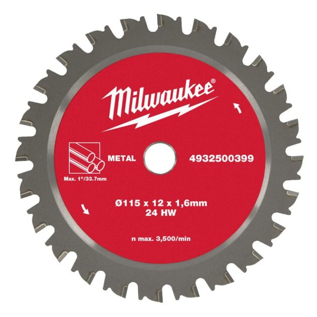 Диск пильный для труб металлических  MILWAUKEE, FPCSB Ø115х12х1,6мм, 24зуба (для M18 FPCS), фото  | SNABZHENIE.com.ua