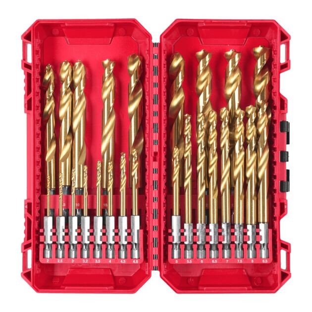 Набор сверл по металлу RedHEX SHOCKWAVE™ HSS-TiN PACKOUT MILWAUKEE, (25шт) (2-13мм), фото  | SNABZHENIE.com.ua
