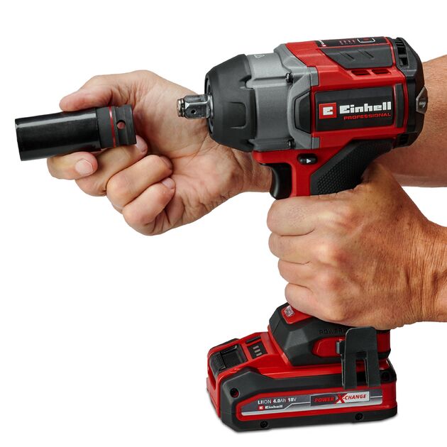 Гайковерт акумуляторний ударний Einhell Professional TP-CW 18/750-C Li BL - Solo 18В безщітковий 750Нм 0-2200об/хв 1.78кг без АКБ та ЗП, фото , изображение 7 | SNABZHENIE.com.ua Гайковерт акумуляторний ударний Einhell Professional TP-CW 18/750-C Li BL - Solo 18В безщітковий 750Нм 0-2200об/хв 1.78кг без АКБ та ЗП, фото , изображение 7 | SNABZHENIE.com.ua