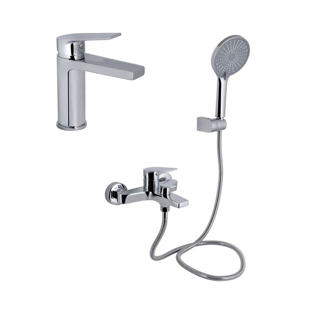 Акционный набор Qtap: Stenava New Смеситель для раковины QTSTE270CRM45535 Chrome + Stenava New Смеситель для ванны QTSTE259CRM45537 Chrome, фото  | SNABZHENIE.com.ua