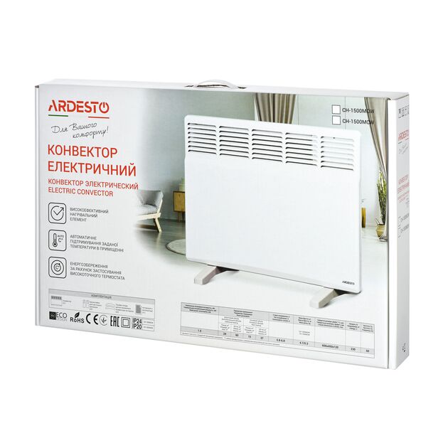 Конвектор ARDESTO, 15м2, 1500Вт, мех. упр-ння, відкритий нагрів. елемент, білий, фото , изображение 8 | SNABZHENIE.com.ua Конвектор ARDESTO, 15м2, 1500Вт, мех. упр-ння, відкритий нагрів. елемент, білий, фото , изображение 8 | SNABZHENIE.com.ua