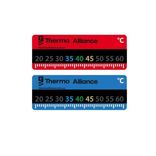 Комплект наклеек с термометром Standart  для коллектора (красная+синяя) TAS342RB Thermo Alliance, фото  | SNABZHENIE.com.ua