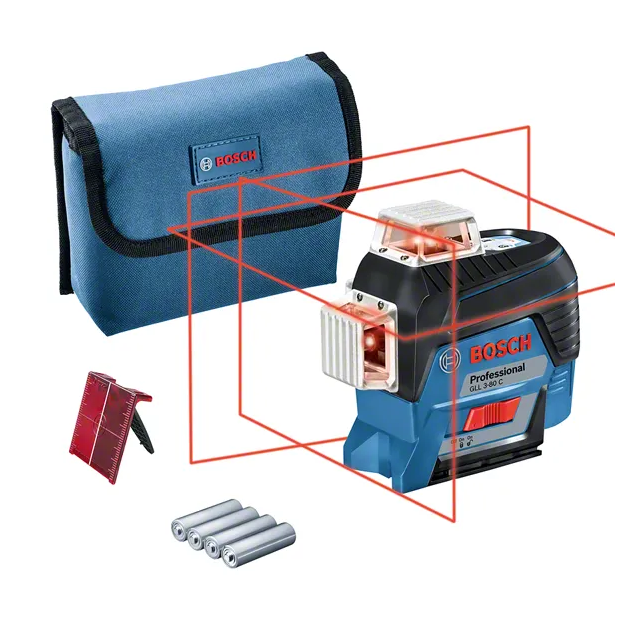 Нівелір лазерний Bosch Professional GLL3-80C, до 30м, з приймачем 120м, ±0.2мм/м, 4AAx1.5В, IP54, чохол, мішень, 0.9кг, фото , зображення 2 | SNABZHENIE.com.ua