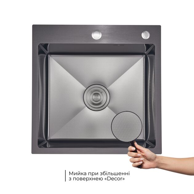 Lidz Handmade H5050HB Мойка для кухни интегрированная Decor Black PVD Honeycomb 2,5/0,5 мм LDH5050BDECPVD48369, фото , зображення 3 | SNABZHENIE.com.ua Lidz Handmade H5050HB Мойка для кухни интегрированная Decor Black PVD Honeycomb 2,5/0,5 мм LDH5050BDECPVD48369, фото , зображення 3 | SNABZHENIE.com.ua