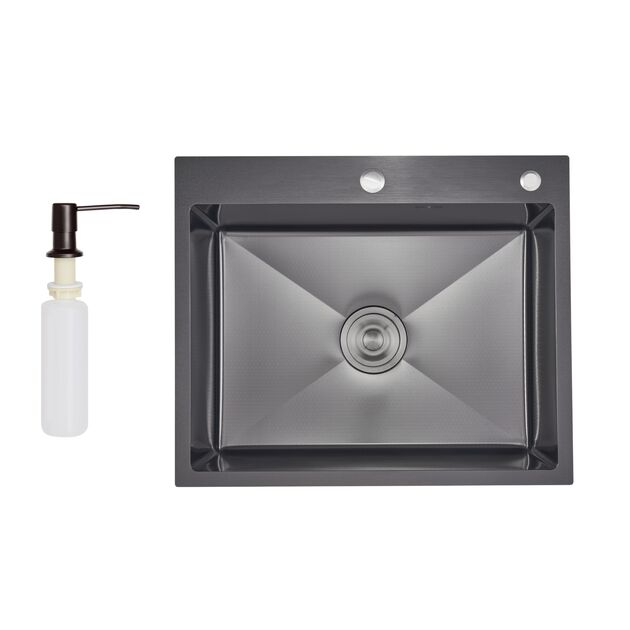 Lidz Handmade H6050HB Мойка для кухни интегрированная Decor Black PVD Honeycomb 2,5/0,5 мм LDH6050BDECPVD48371, фото  | SNABZHENIE.com.ua