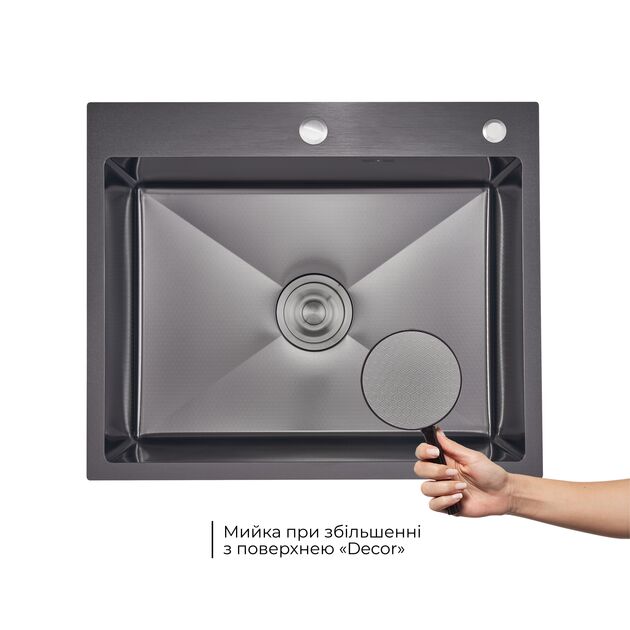 Lidz Handmade H6050HB Мойка для кухни интегрированная Decor Black PVD Honeycomb 2,5/0,5 мм LDH6050BDECPVD48371, фото , изображение 3 | SNABZHENIE.com.ua Lidz Handmade H6050HB Мойка для кухни интегрированная Decor Black PVD Honeycomb 2,5/0,5 мм LDH6050BDECPVD48371, фото , изображение 3 | SNABZHENIE.com.ua