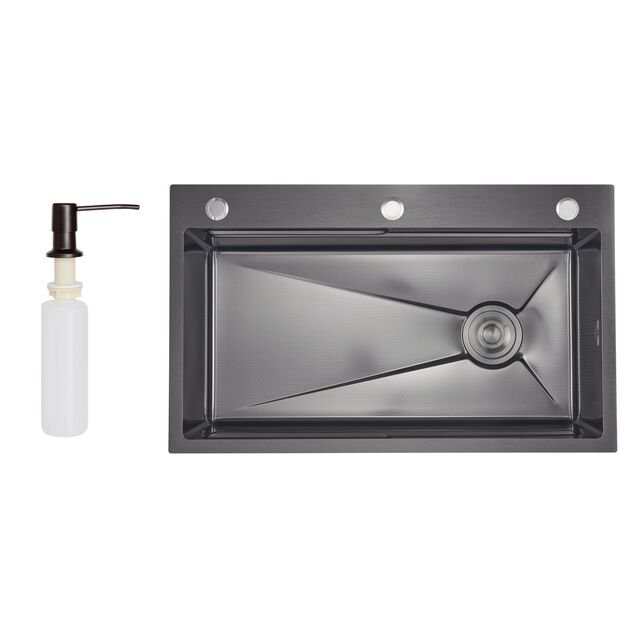 Lidz Handmade H7545B Мойка для кухни интегрированная Decor Black PVD Honeycomb 3,0/1,0 мм LDH7545BDECPVD48373, фото  | SNABZHENIE.com.ua