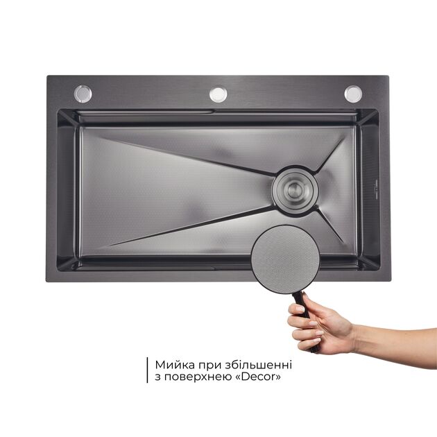 Lidz Handmade H7545B Мойка для кухни интегрированная Decor Black PVD Honeycomb 3,0/1,0 мм LDH7545BDECPVD48373, фото , изображение 3 | SNABZHENIE.com.ua Lidz Handmade H7545B Мойка для кухни интегрированная Decor Black PVD Honeycomb 3,0/1,0 мм LDH7545BDECPVD48373, фото , изображение 3 | SNABZHENIE.com.ua