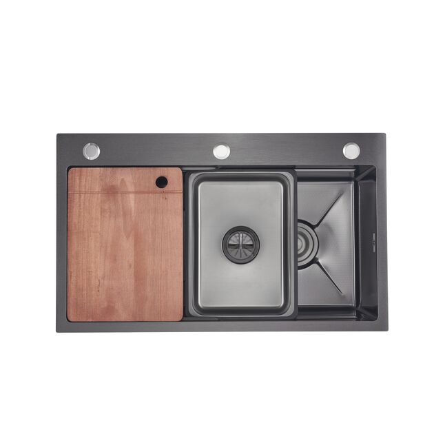 Lidz Handmade H7545B Мойка для кухни интегрированная Decor Black PVD Honeycomb 3,0/1,0 мм LDH7545BDECPVD48373, фото , изображение 4 | SNABZHENIE.com.ua Lidz Handmade H7545B Мойка для кухни интегрированная Decor Black PVD Honeycomb 3,0/1,0 мм LDH7545BDECPVD48373, фото , изображение 4 | SNABZHENIE.com.ua