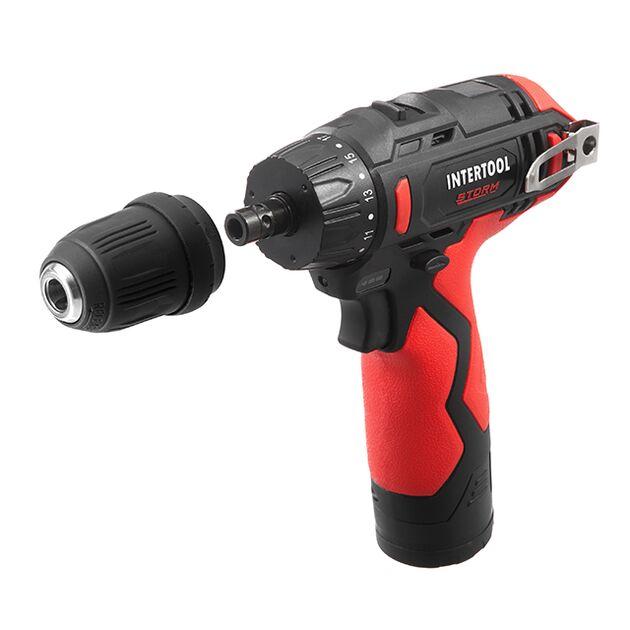 Дриль-шурупокрут акумуляторний, 12 В, 30 Nm, 0-350/0-1300 об/хв, патрон 0,8-10 мм, 2,0 Аг, знімний патрон, фото  | SNABZHENIE.com.ua