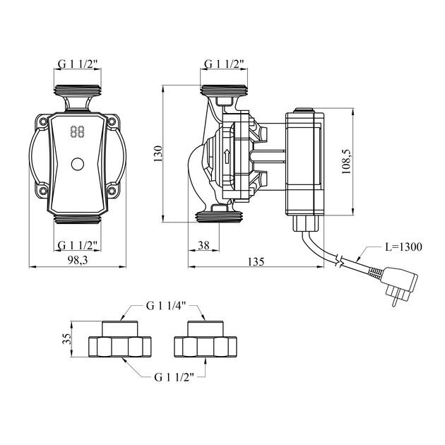 Насос циркуляционный Pumpman GRC25/7/130 Нmax 7м Qmax 3,48куб.м P 52 Вт, фото  | SNABZHENIE.com.ua