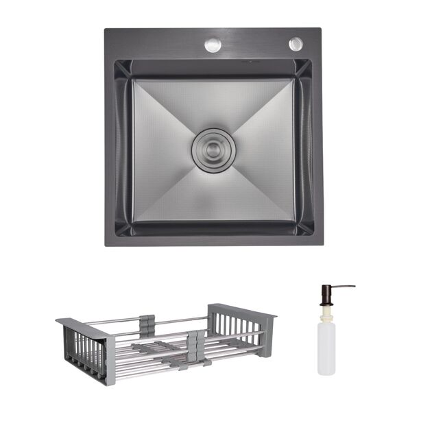 Комплект Lidz Handmade H5050HB Мойка для кухни интегрированная Decor Black PVD Honeycomb в комплекте с дозатором+ Lidz K01G Корзина для кухонной мойки, фото  | SNABZHENIE.com.ua Комплект Lidz Handmade H5050HB Мойка для кухни интегрированная Decor Black PVD Honeycomb в комплекте с дозатором+ Lidz K01G Корзина для кухонной мойки, фото  | SNABZHENIE.com.ua