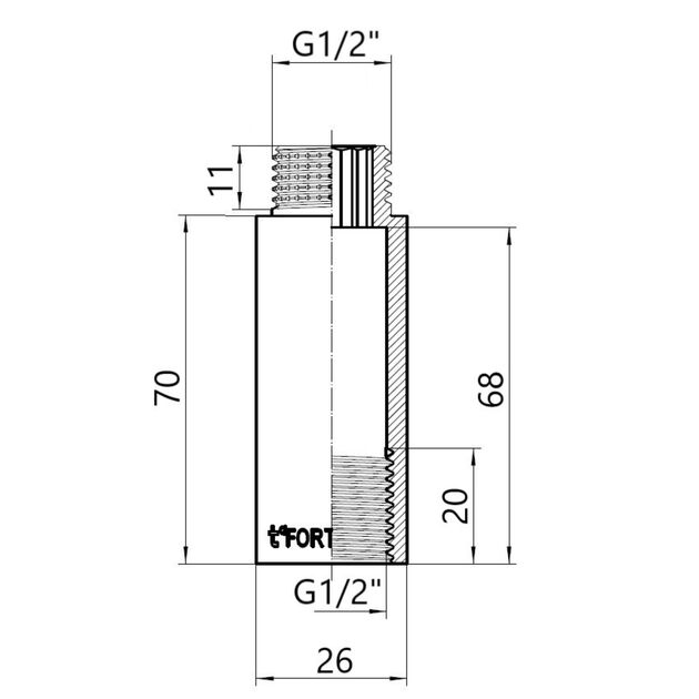 Thermo Alliance Forte Удлинитель хром. 1/2" ВН 70 мм TAF1301570, фото , изображение 2 | SNABZHENIE.com.ua Thermo Alliance Forte Удлинитель хром. 1/2" ВН 70 мм TAF1301570, фото , изображение 2 | SNABZHENIE.com.ua