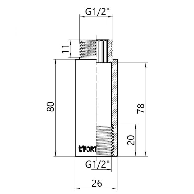 Thermo Alliance Forte Удлинитель хром. 1/2" ВН 80 мм TAF1301580, фото , изображение 2 | SNABZHENIE.com.ua Thermo Alliance Forte Удлинитель хром. 1/2" ВН 80 мм TAF1301580, фото , изображение 2 | SNABZHENIE.com.ua