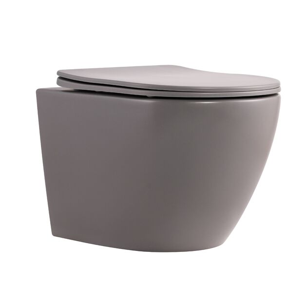 Унитаз подвесной Robin Ultra Quiet 490×365×325 мм, Stone Grey, с сиденьем Slim Duroplast / Soft-close / Quick Release QT13332381АSSG Qtap, фото  | SNABZHENIE.com.ua Унитаз подвесной Robin Ultra Quiet 490×365×325 мм, Stone Grey, с сиденьем Slim Duroplast / Soft-close / Quick Release QT13332381АSSG Qtap, фото  | SNABZHENIE.com.ua
