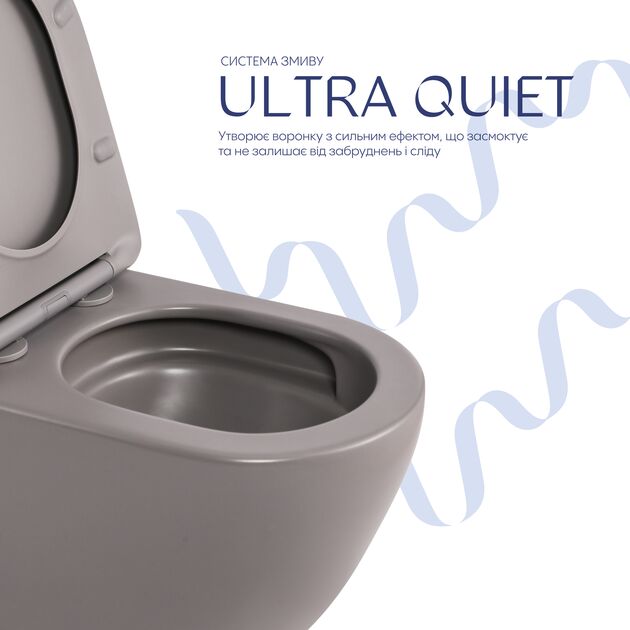 Унитаз подвесной Robin Ultra Quiet 490×365×325 мм, Stone Grey, с сиденьем Slim Duroplast / Soft-close / Quick Release QT13332381АSSG Qtap, фото , изображение 5 | SNABZHENIE.com.ua Унитаз подвесной Robin Ultra Quiet 490×365×325 мм, Stone Grey, с сиденьем Slim Duroplast / Soft-close / Quick Release QT13332381АSSG Qtap, фото , изображение 5 | SNABZHENIE.com.ua
