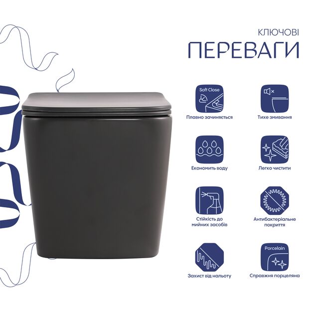 Унитаз подвесной Tern Ultra Quiet 490×365×325 мм, Anthracite, с сиденьем Slim Duroplast / Soft-close / Quick Release QT17332303ASAN Qtap, фото , изображение 3 | SNABZHENIE.com.ua Унитаз подвесной Tern Ultra Quiet 490×365×325 мм, Anthracite, с сиденьем Slim Duroplast / Soft-close / Quick Release QT17332303ASAN Qtap, фото , изображение 3 | SNABZHENIE.com.ua