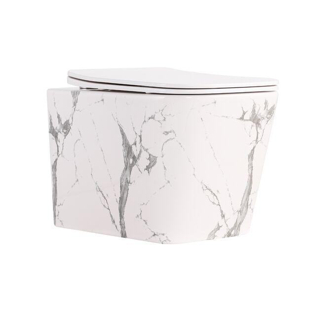 Унитаз подвесной Tern Ultra Quiet 490×365×325 мм, Marble, с сиденьем Slim Duroplast / Soft-close / Quick Release QT17332303ASMR Qtap, фото  | SNABZHENIE.com.ua Унитаз подвесной Tern Ultra Quiet 490×365×325 мм, Marble, с сиденьем Slim Duroplast / Soft-close / Quick Release QT17332303ASMR Qtap, фото  | SNABZHENIE.com.ua