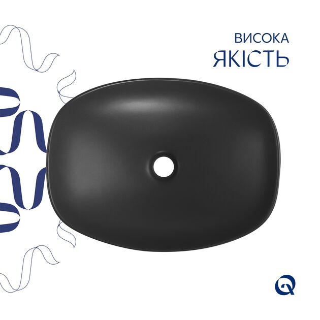 Раковина накладная Qtap Robin 500х380х140 мм, Anthracite, прямоугольная, с донным клапаном QT04116302AN, фото , изображение 4 | SNABZHENIE.com.ua Раковина накладная Qtap Robin 500х380х140 мм, Anthracite, прямоугольная, с донным клапаном QT04116302AN, фото , изображение 4 | SNABZHENIE.com.ua