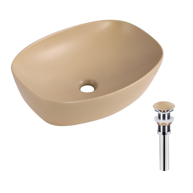 Раковина накладная Qtap Robin 500х380х140 мм, Beige, прямоугольная, с донным клапаном QT04116302SB, фото  | SNABZHENIE.com.ua Раковина накладная Qtap Robin 500х380х140 мм, Beige, прямоугольная, с донным клапаном QT04116302SB, фото  | SNABZHENIE.com.ua