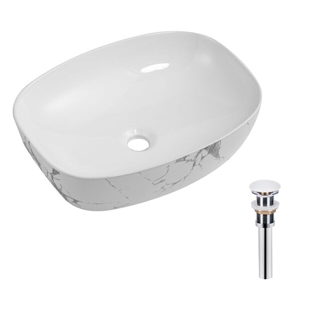 Раковина накладная Qtap Robin 500х380х140 мм, Marble, прямоугольная, с донным клапаном QT04116302MR, фото  | SNABZHENIE.com.ua Раковина накладная Qtap Robin 500х380х140 мм, Marble, прямоугольная, с донным клапаном QT04116302MR, фото  | SNABZHENIE.com.ua