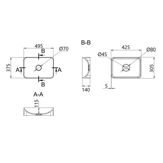 Раковина накладная Qtap Robin 500х380х140 мм, Marble, прямоугольная, с донным клапаном QT04116302MR, фото , изображение 2 | SNABZHENIE.com.ua Раковина накладная Qtap Robin 500х380х140 мм, Marble, прямоугольная, с донным клапаном QT04116302MR, фото , изображение 2 | SNABZHENIE.com.ua