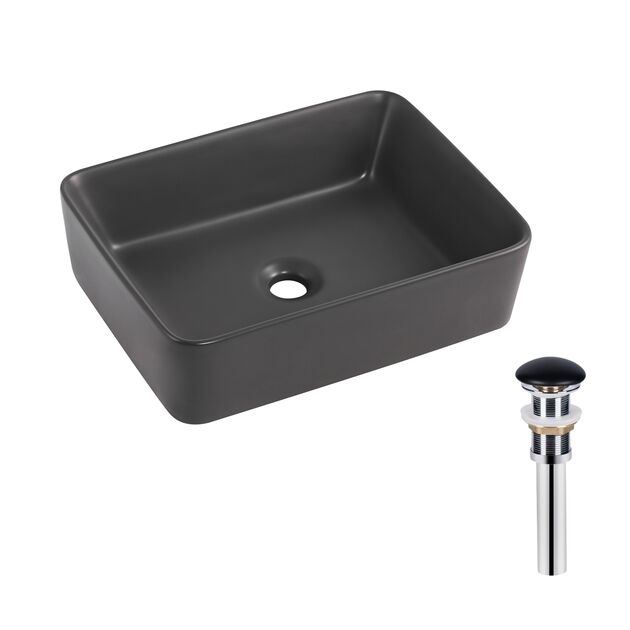 Раковина накладная Qtap Tern 480x370x135 мм, Anthracite, прямоугольная, с донным клапаном QT17116069AN, фото  | SNABZHENIE.com.ua Раковина накладная Qtap Tern 480x370x135 мм, Anthracite, прямоугольная, с донным клапаном QT17116069AN, фото  | SNABZHENIE.com.ua
