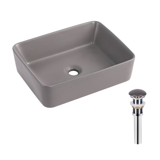 Раковина накладная Qtap Tern 480x370x135 мм, Stone grey, прямоугольная, с донным клапаном QT17116069SG, фото  | SNABZHENIE.com.ua Раковина накладная Qtap Tern 480x370x135 мм, Stone grey, прямоугольная, с донным клапаном QT17116069SG, фото  | SNABZHENIE.com.ua