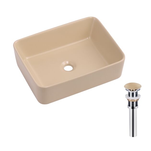 Раковина накладная Qtap Tern 480x370x135 мм, Beige, прямоугольная, с донным клапаном QT17116069SB, фото  | SNABZHENIE.com.ua Раковина накладная Qtap Tern 480x370x135 мм, Beige, прямоугольная, с донным клапаном QT17116069SB, фото  | SNABZHENIE.com.ua