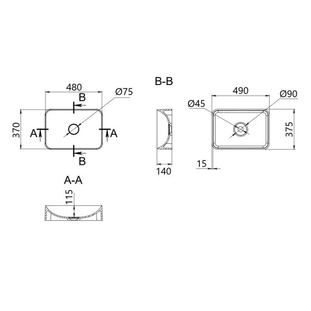 Раковина накладная Qtap Tern 480x370x135 мм, Beige, прямоугольная, с донным клапаном QT17116069SB, фото , изображение 2 | SNABZHENIE.com.ua Раковина накладная Qtap Tern 480x370x135 мм, Beige, прямоугольная, с донным клапаном QT17116069SB, фото , изображение 2 | SNABZHENIE.com.ua