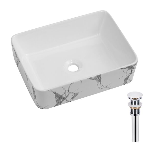 Раковина накладная Qtap Tern 480x370x135 мм, Marble, прямоугольная, с донным клапаном QT17116069MR, фото  | SNABZHENIE.com.ua Раковина накладная Qtap Tern 480x370x135 мм, Marble, прямоугольная, с донным клапаном QT17116069MR, фото  | SNABZHENIE.com.ua