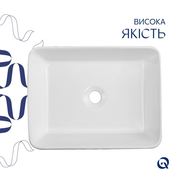 Раковина накладная Qtap Tern 480x370x135 мм, Marble, прямоугольная, с донным клапаном QT17116069MR, фото , изображение 4 | SNABZHENIE.com.ua Раковина накладная Qtap Tern 480x370x135 мм, Marble, прямоугольная, с донным клапаном QT17116069MR, фото , изображение 4 | SNABZHENIE.com.ua