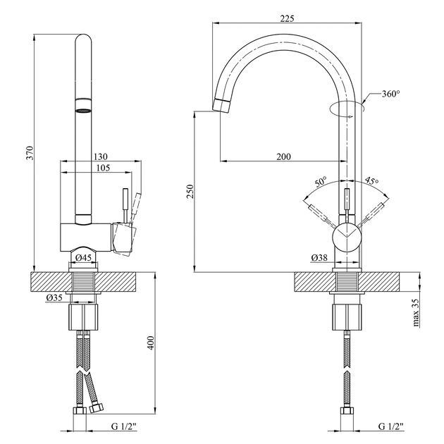 Смеситель кухонный Kroner KRM Mosel - B035, фото , изображение 2 | SNABZHENIE.com.ua