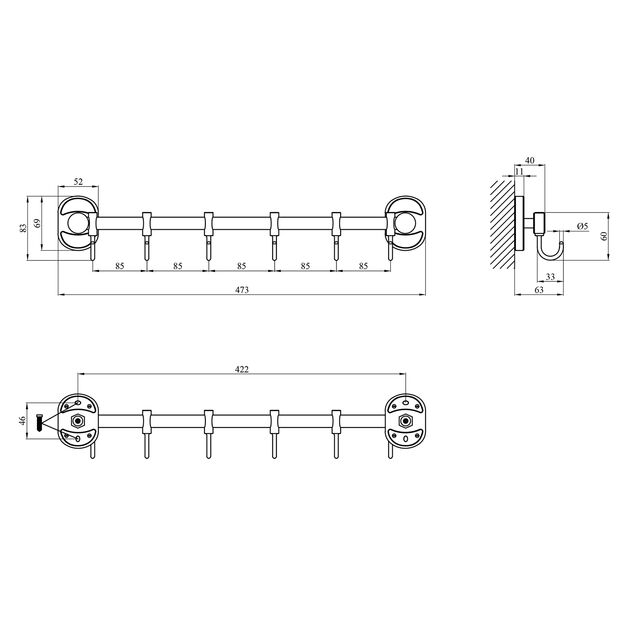 Крючок для ванной Kroner KRM Elbe - ACC2914-6, фото , изображение 2 | SNABZHENIE.com.ua