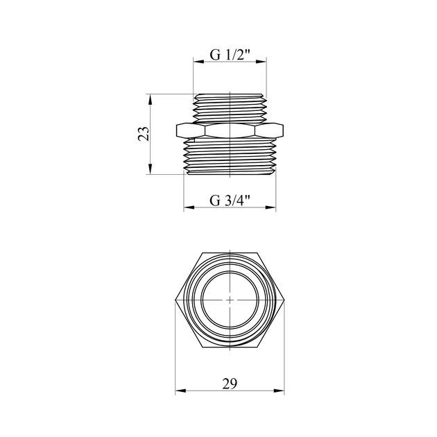Ниппель переходной Karro 3/4х1/2 НН никелированный KR-3114, фото , изображение 2 | SNABZHENIE.com.ua Ниппель переходной Karro 3/4х1/2 НН никелированный KR-3114, фото , изображение 2 | SNABZHENIE.com.ua