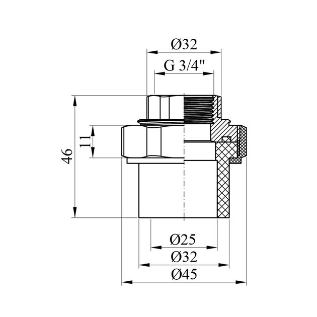 Американка PPR GrandiTherm 25х3/4" РВ, фото , изображение 2 | SNABZHENIE.com.ua Американка PPR GrandiTherm 25х3/4" РВ, фото , изображение 2 | SNABZHENIE.com.ua