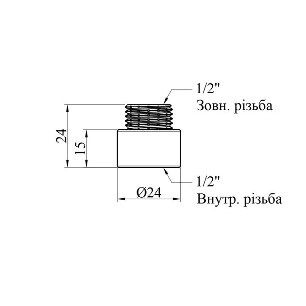 Удлинитель Karro 1/2 ВН хромированный 15 мм KR-3209, фото , изображение 2 | SNABZHENIE.com.ua Удлинитель Karro 1/2 ВН хромированный 15 мм KR-3209, фото , изображение 2 | SNABZHENIE.com.ua