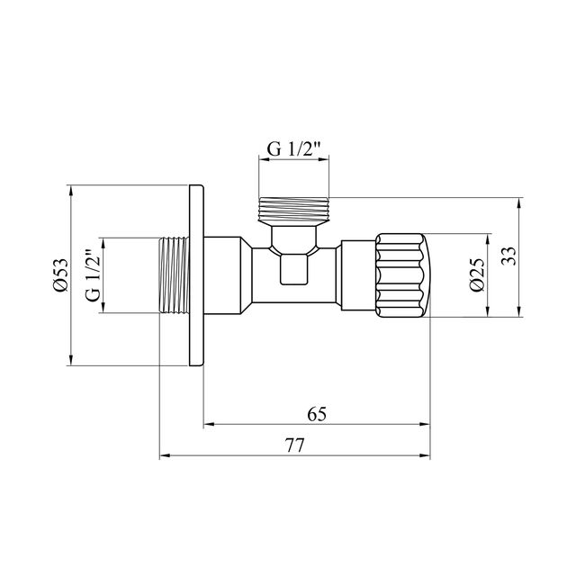 Кран приборный для подключения Karro 1/2"х1/2" НН хромированный KR-3020, фото , изображение 2 | SNABZHENIE.com.ua