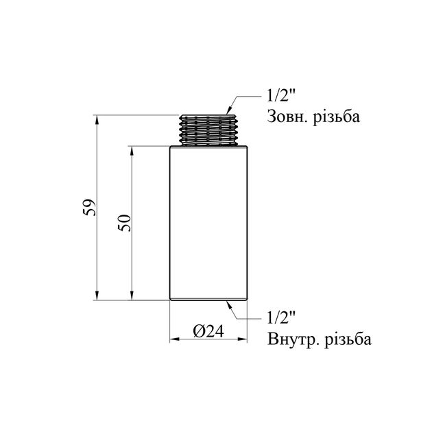 Удлинитель Karro 1/2 ВН хромированный, L=50 мм, KR-3209, фото , изображение 2 | SNABZHENIE.com.ua Удлинитель Karro 1/2 ВН хромированный, L=50 мм, KR-3209, фото , изображение 2 | SNABZHENIE.com.ua