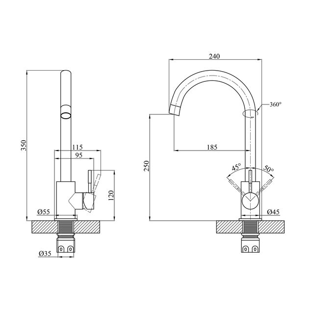 Змішувач для кухні Agua Acero - INOX035, фото , зображення 2 | SNABZHENIE.com.ua Змішувач для кухні Agua Acero - INOX035, фото , зображення 2 | SNABZHENIE.com.ua