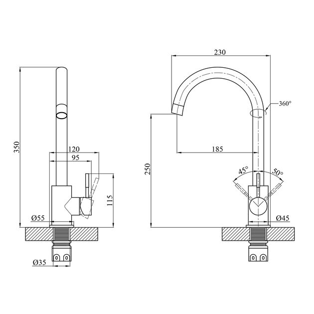 Смеситель для кухни Agua Acero INOX035NM, фото , изображение 2 | SNABZHENIE.com.ua Смеситель для кухни Agua Acero INOX035NM, фото , изображение 2 | SNABZHENIE.com.ua