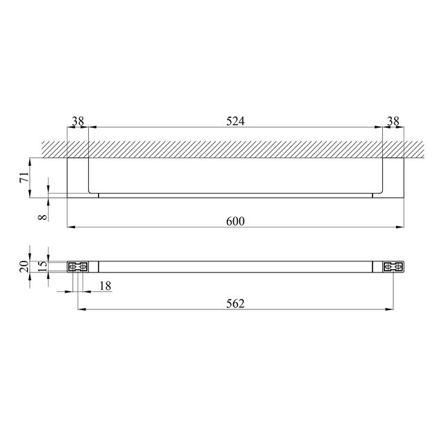 Полотенцедержатель Kroner KRP Edelstahl Kubus 70 см, SCH3901, фото , изображение 2 | SNABZHENIE.com.ua