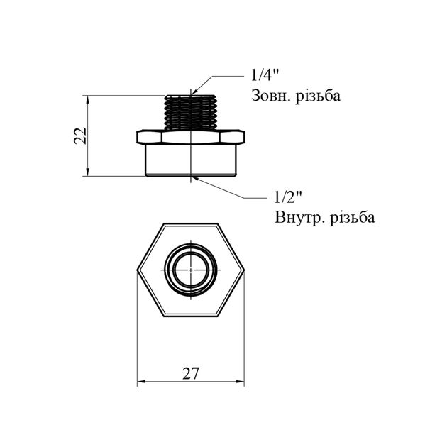 Переходник Karro 1/2х1/4 ВН никельований KR-3117, фото , зображення 2 | SNABZHENIE.com.ua Переходник Karro 1/2х1/4 ВН никельований KR-3117, фото , зображення 2 | SNABZHENIE.com.ua
