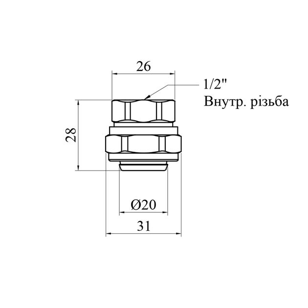 Муфта металлопластиковая STA 20х1/2 РВ никелированная, фото , изображение 2 | SNABZHENIE.com.ua Муфта металлопластиковая STA 20х1/2 РВ никелированная, фото , изображение 2 | SNABZHENIE.com.ua
